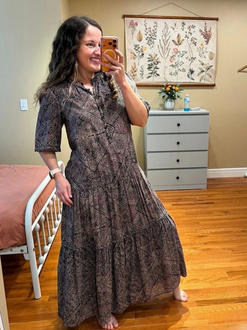 Apiece Apart Organic Cotton Alta Geometric Maxi Dress Size Medium